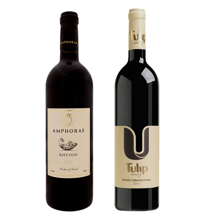 מוסטלי קברנה פרנק 2011 של יקב טוליפ וריטון אדום 2011 של יקב אמפורה. צילום יקב טוליפ: אסף שמע. צילום יקב אמפורה: יח