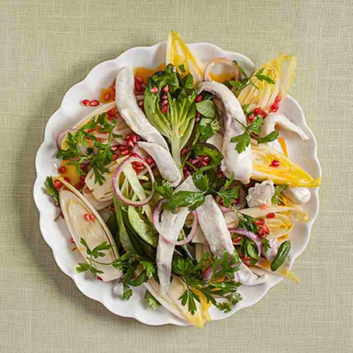 סלט רימונים ודניס כבוש (צילום: חיים יוסף)